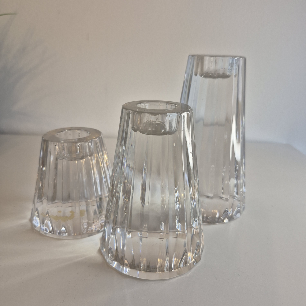 Paloma Picasso Villeroy & Boch Crystal Candlestick Holders Set of 3 Graduated